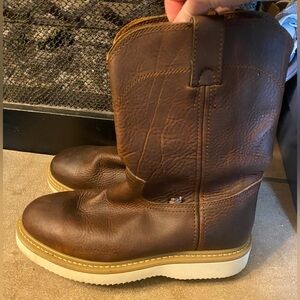 Justin Axe Soft Toe Work Boot leather Men's Size 8 Mid Calf WK4908‎ worn 1x $135